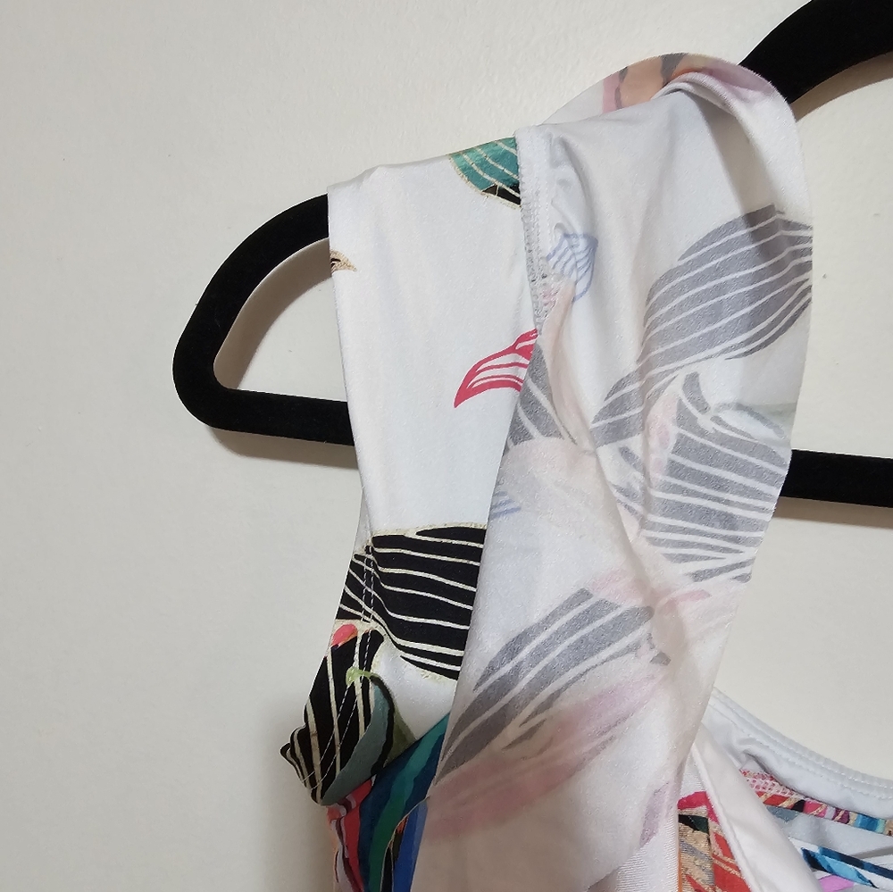 La Blanca One Piece Swimsuit - Women's Size 12 NWT Ruffle Floral Tropical Pool - Picture 9 of 16